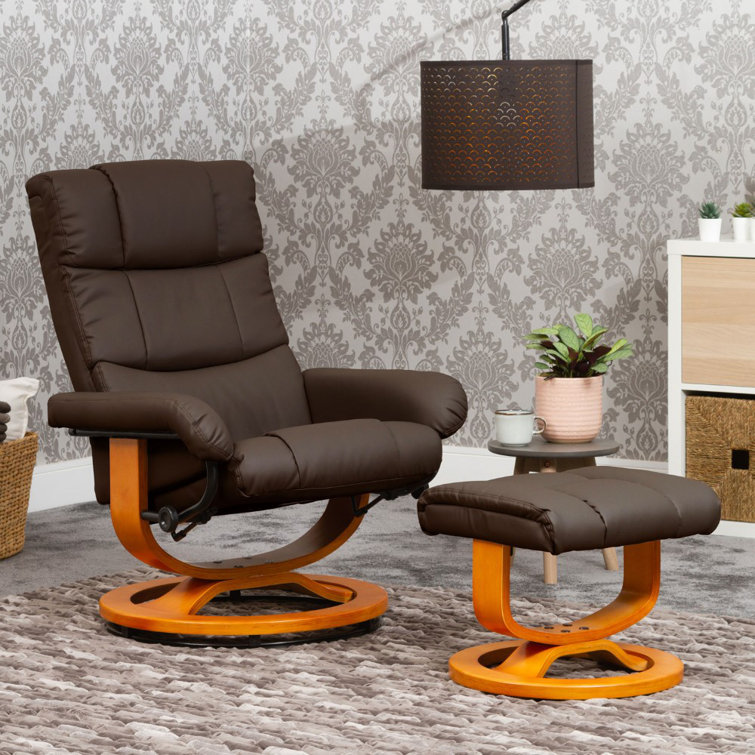 Global Furniture Direct Faux Leather Manual Swivel Recliner with Ottoman Wayfair.co.uk
